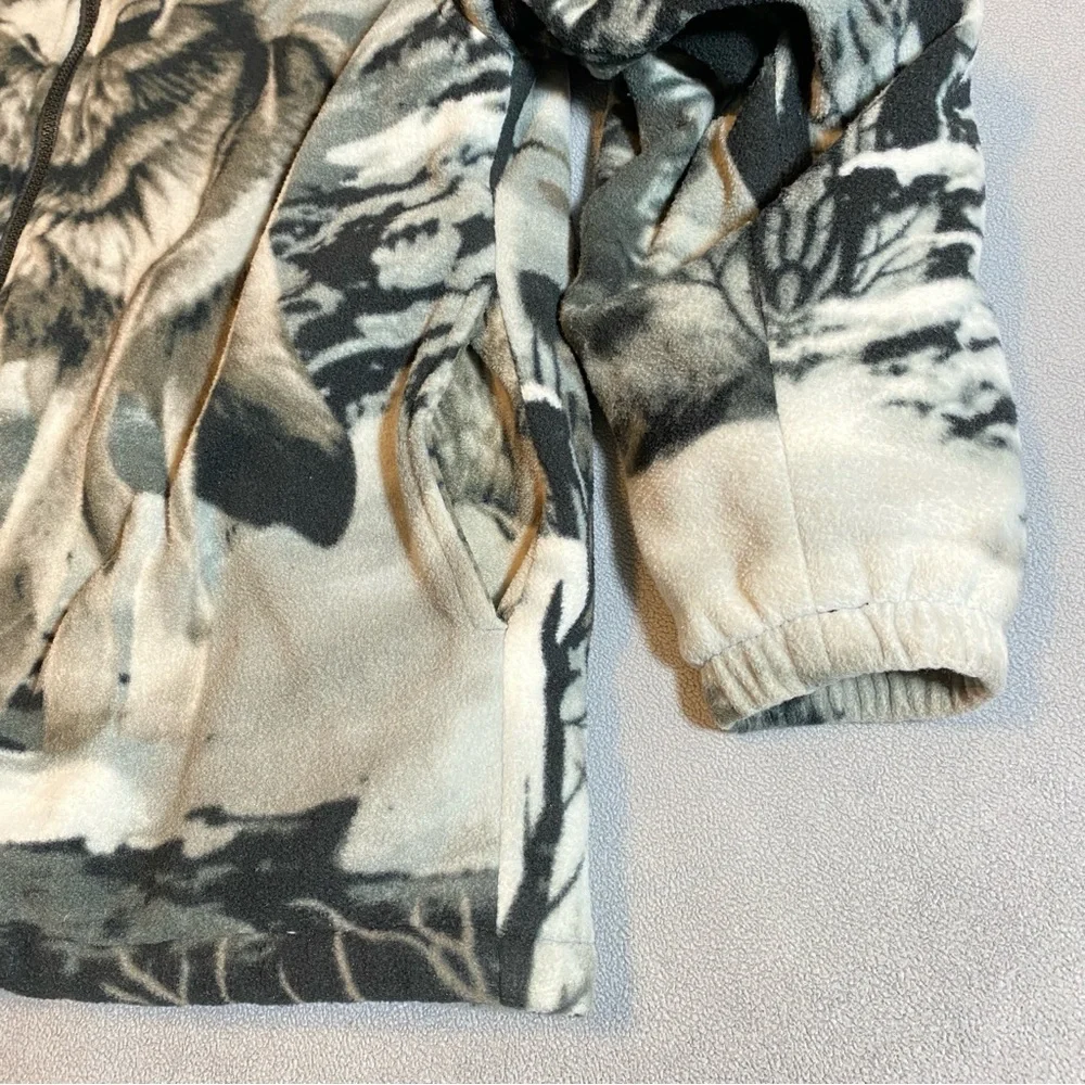 WILDKIND Wolf Graphic Print Gray Hoodie Fleece Sherpa Lined Full Zip Men’s Sz M